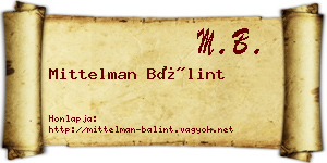 Mittelman Bálint névjegykártya